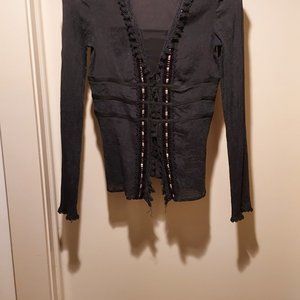 Silk Opaque Black Long Sleeved Blouse